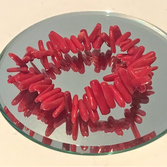 Collectible Genuine Red Coral Necklace Bracelet Earring 3pc Set Natural - Picture 3 of 4